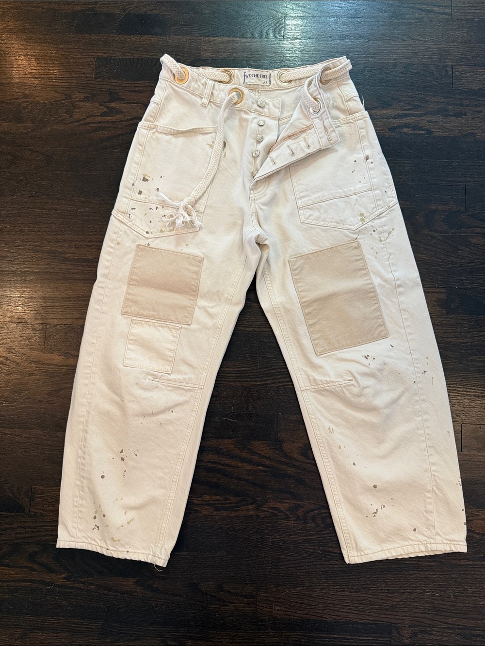 We The Free Cream Cropped Painter Jeans